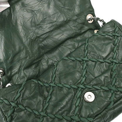 Chanel Green Calfskin Ultra Stitch Single Flap Shoulder Bag
