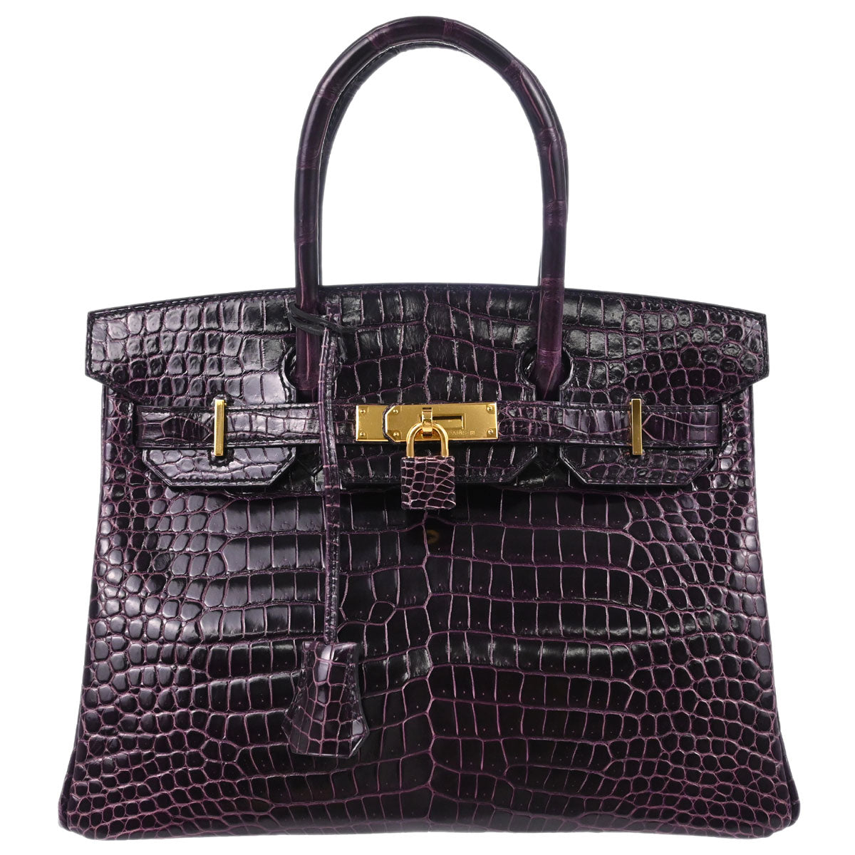 Hermes * Aubergine Porosus Birkin 30 Handbag
