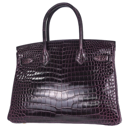 Hermes * Aubergine Porosus Birkin 30 Handbag