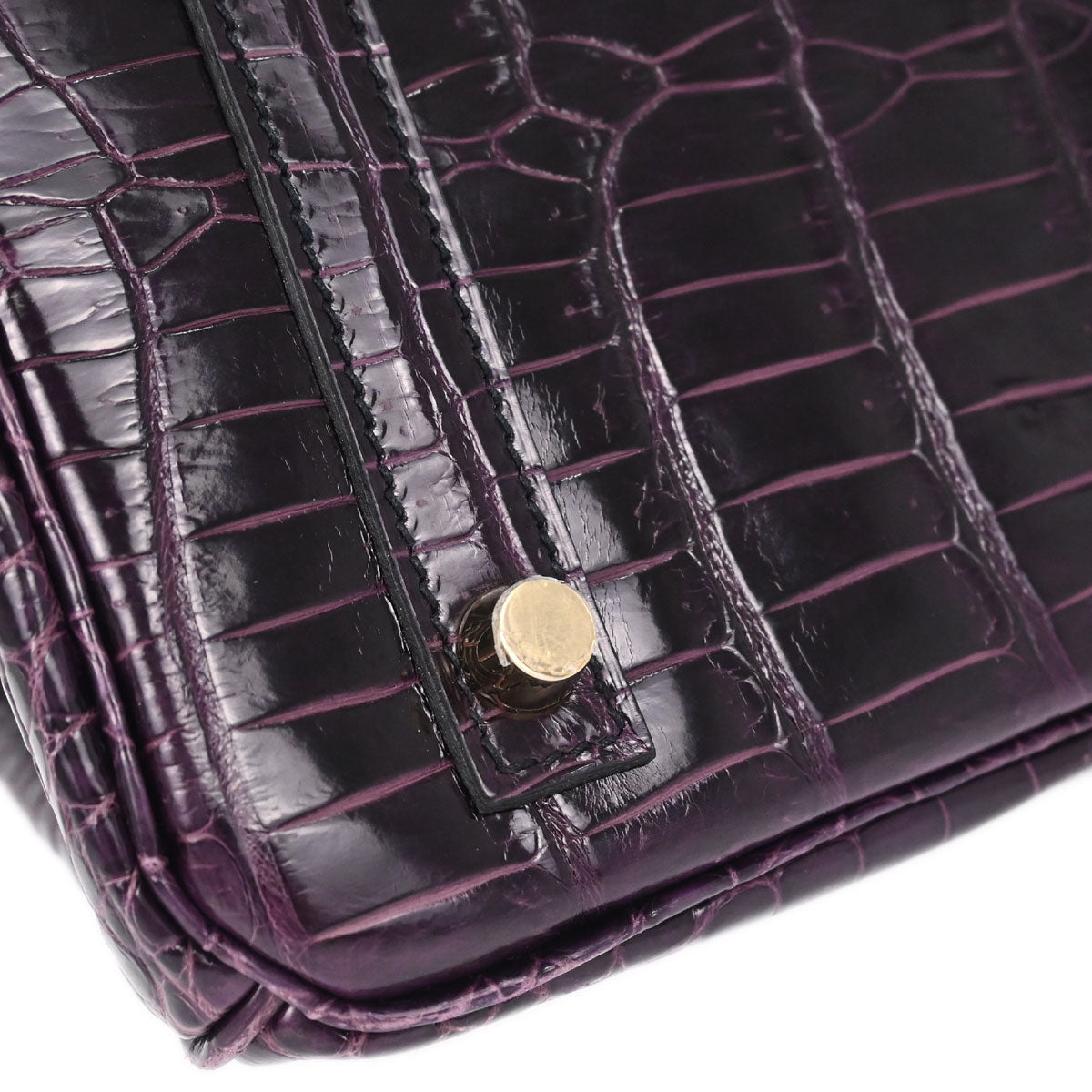 Hermes * Aubergine Porosus Birkin 30 Handbag