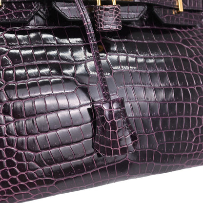 Hermes * Aubergine Porosus Birkin 30 Handbag