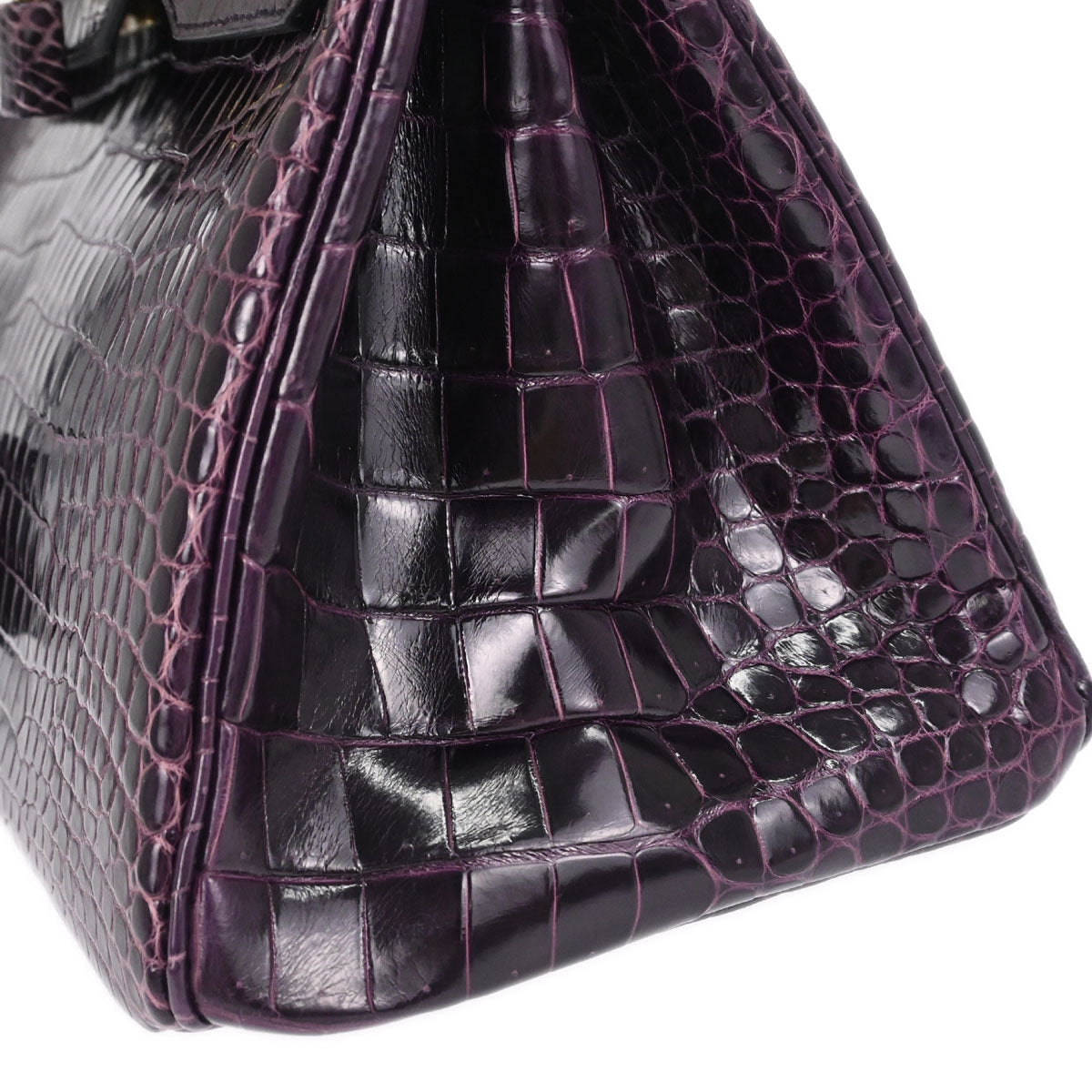 Hermes * Aubergine Porosus Birkin 30 Handbag