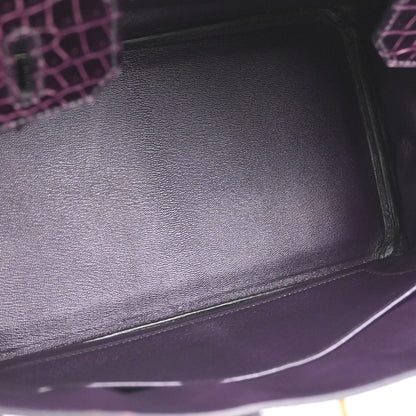 Hermes * Aubergine Porosus Birkin 30 Handbag