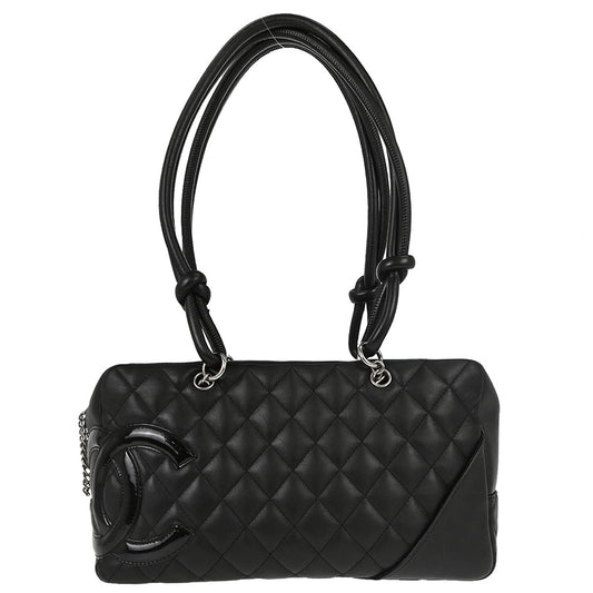 Chanel 2005-2006 Black Calfskin Cambon Ligne Bowling Bag 27