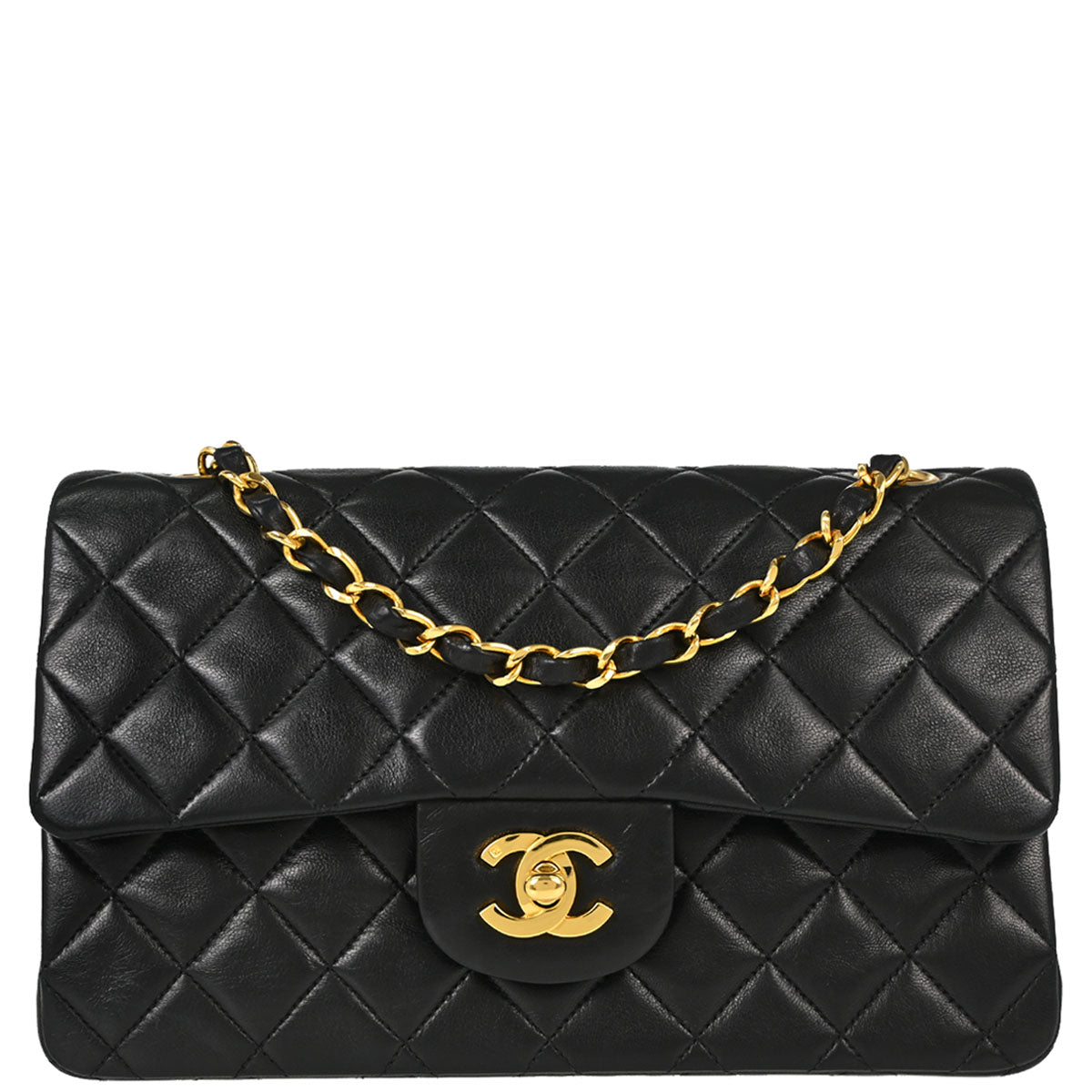 Chanel Black Lambskin Small Classic Double Flap Shoulder Bag