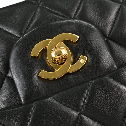 Chanel Black Lambskin Small Classic Double Flap Shoulder Bag