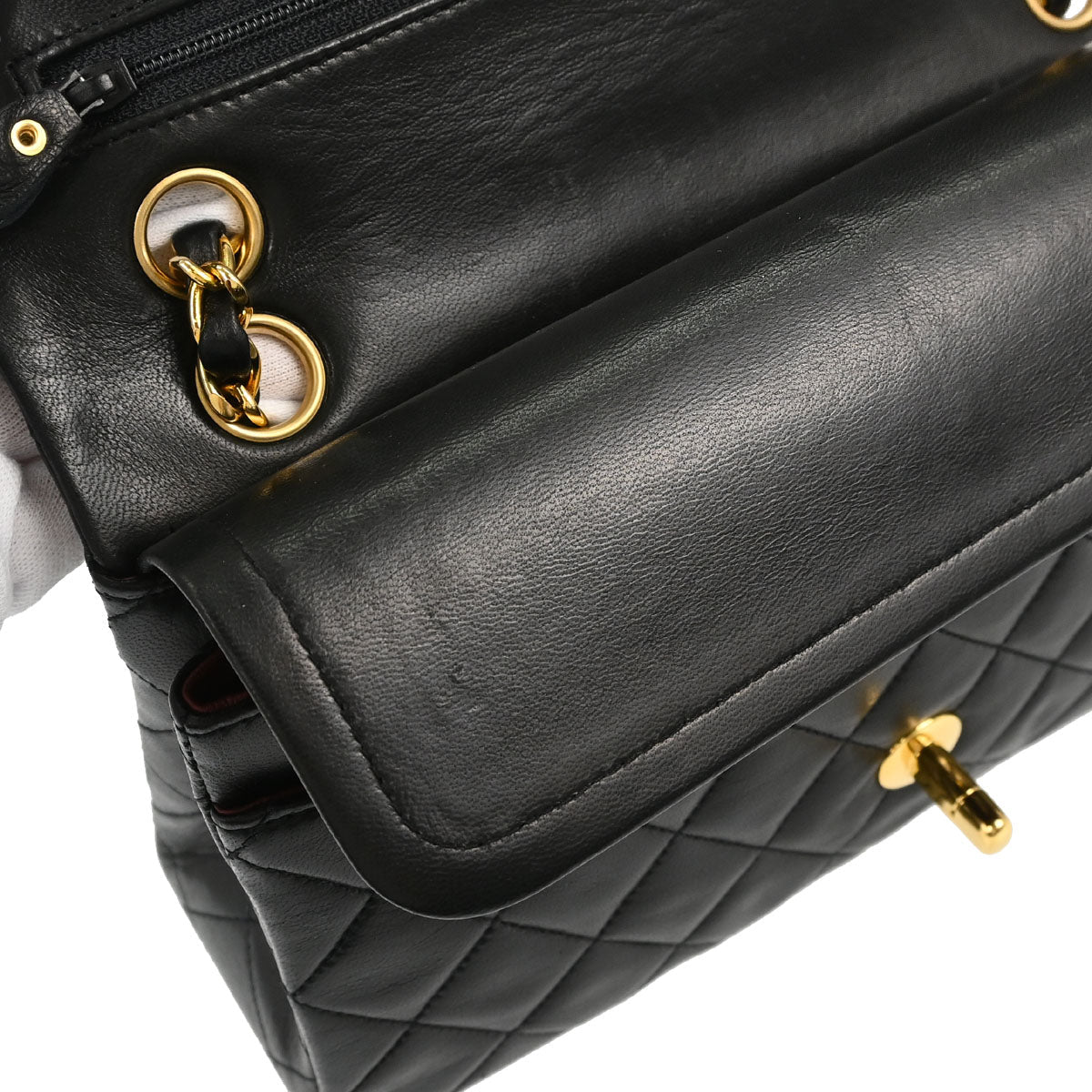 Chanel Black Lambskin Small Classic Double Flap Shoulder Bag