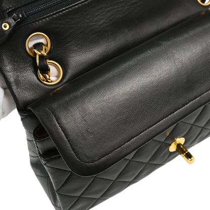 Chanel Black Lambskin Small Classic Double Flap Shoulder Bag