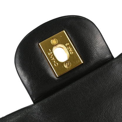 Chanel Black Lambskin Small Classic Double Flap Shoulder Bag