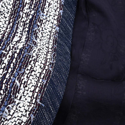 Chanel 2013 Single Breasted Collarless Tweed Jacket Navy #36