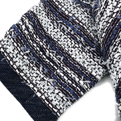 Chanel 2013 Single Breasted Collarless Tweed Jacket Navy #36