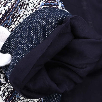 Chanel 2013 Single Breasted Collarless Tweed Jacket Navy #36