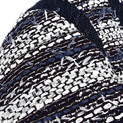 Chanel 2013 Single Breasted Collarless Tweed Jacket Navy #36