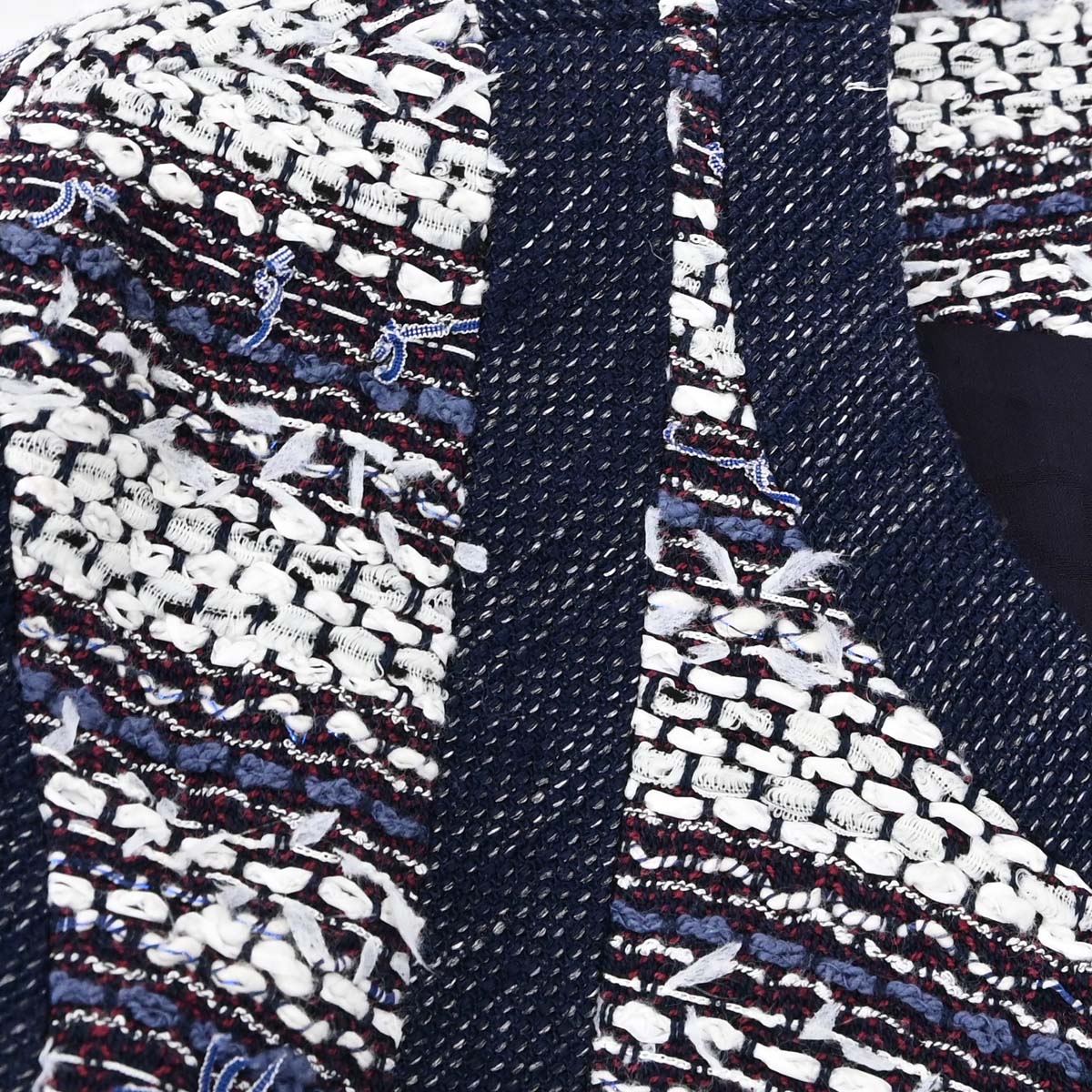 Chanel 2013 Single Breasted Collarless Tweed Jacket Navy #36