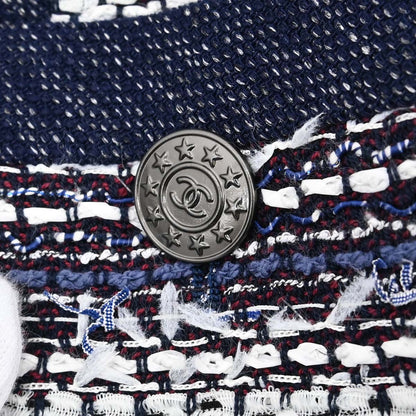 Chanel 2013 Single Breasted Collarless Tweed Jacket Navy #36