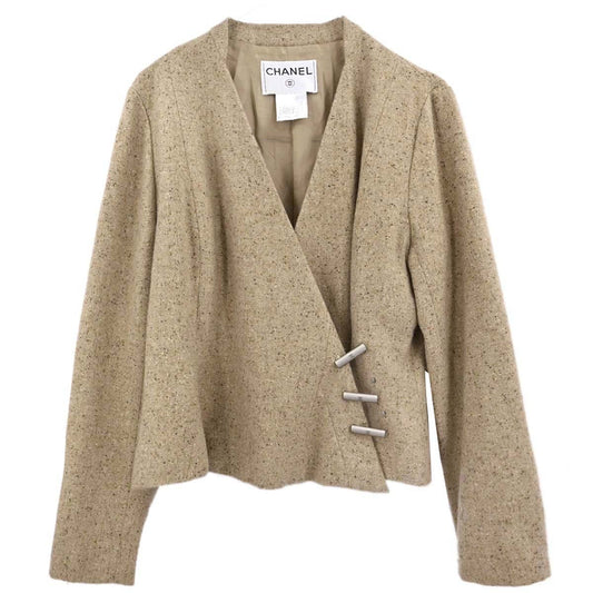 Chanel 1999 Collarless Jacket Beige #42