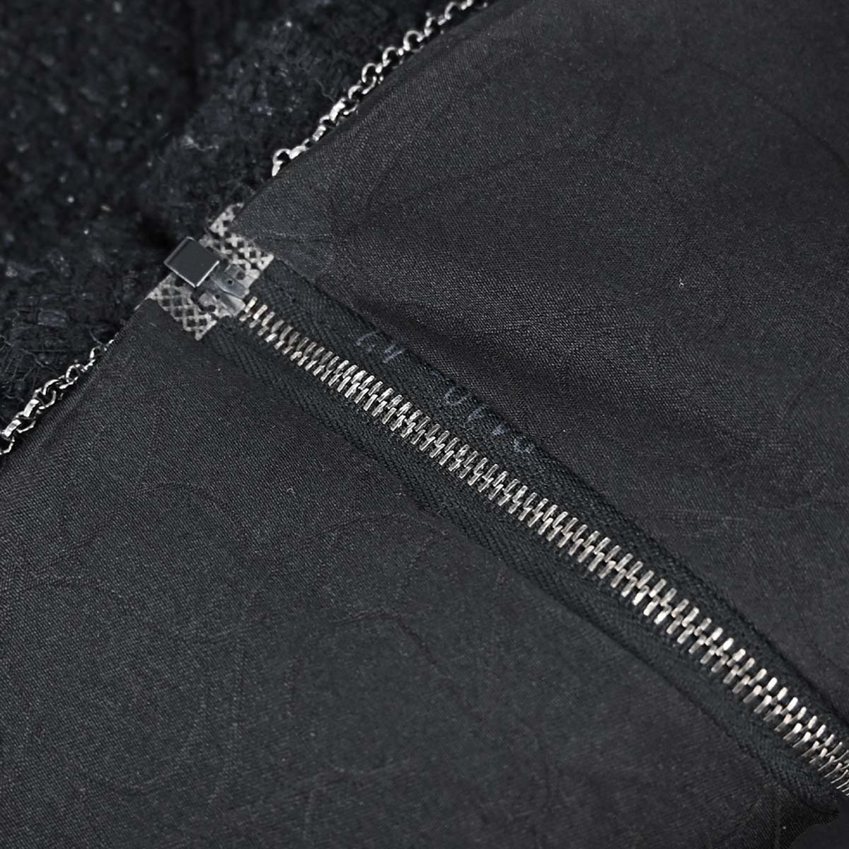 Chanel 2004 Zip Up Collarless Tweed Jacket Black #36