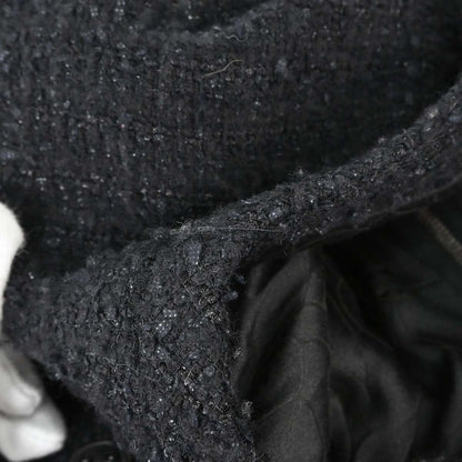 Chanel 2004 Zip Up Collarless Tweed Jacket Black #36