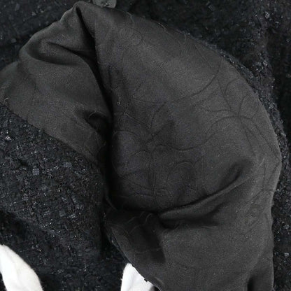 Chanel 2004 Zip Up Collarless Tweed Jacket Black #36