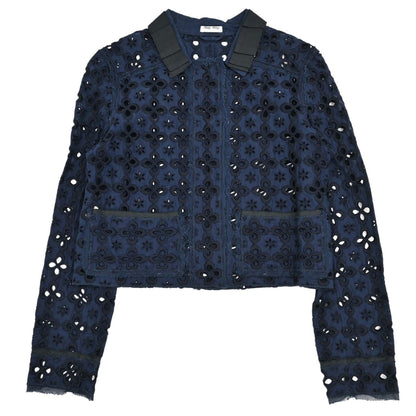 Miu Miu 2006 Floral Eyelet Jacket Navy #42