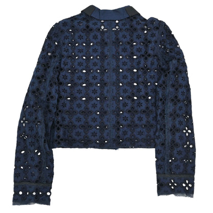 Miu Miu 2006 Floral Eyelet Jacket Navy #42