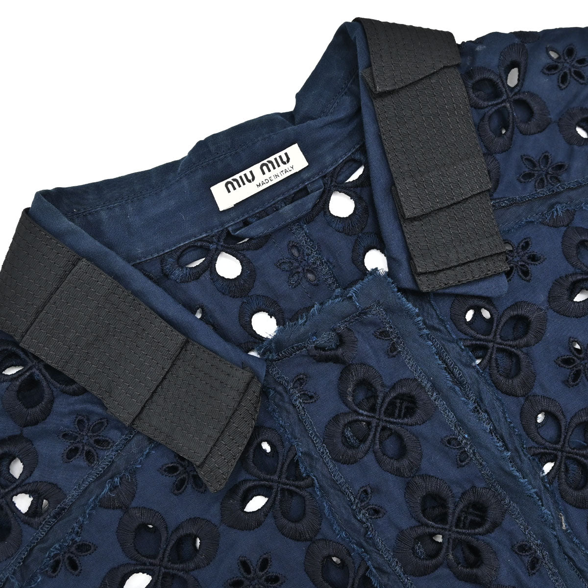 Miu Miu 2006 Floral Eyelet Jacket Navy #42