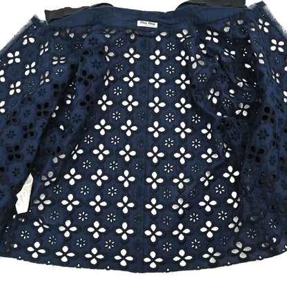 Miu Miu 2006 Floral Eyelet Jacket Navy #42