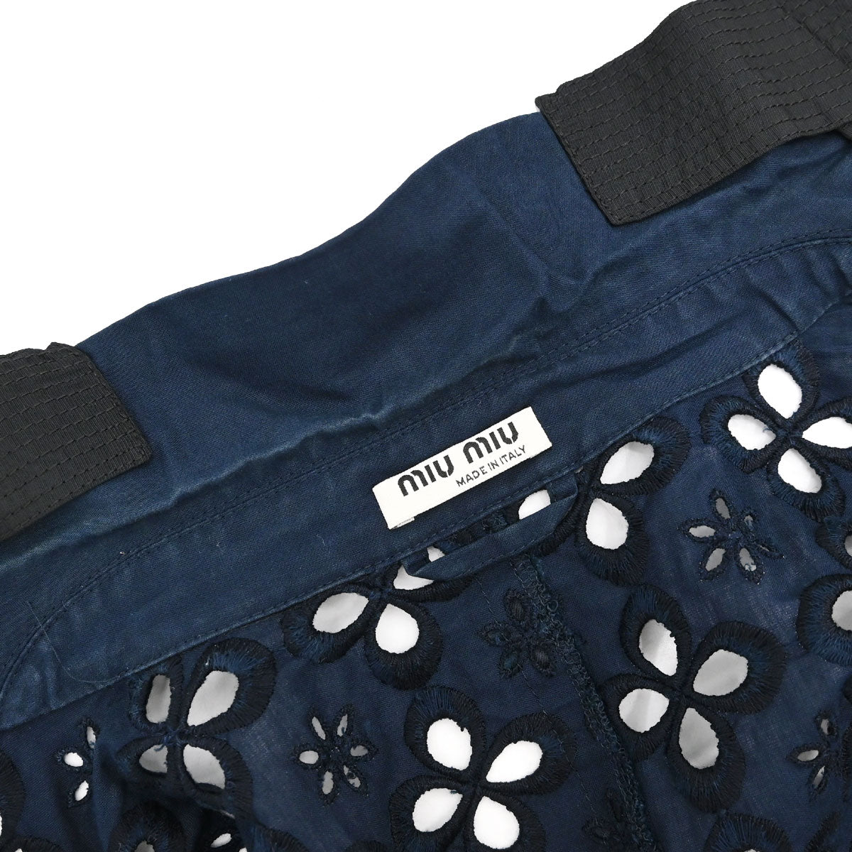 Miu Miu 2006 Floral Eyelet Jacket Navy #42