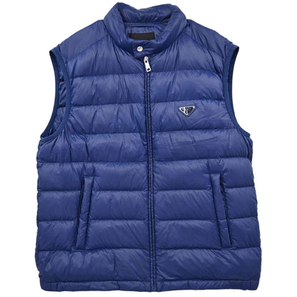Prada 2014 Sleeveless Zip Up Quilted Down Jacket Blue #56