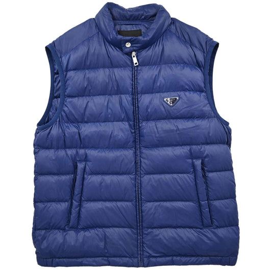 Prada 2014 Sleeveless Zip Up Quilted Down Jacket Blue #56