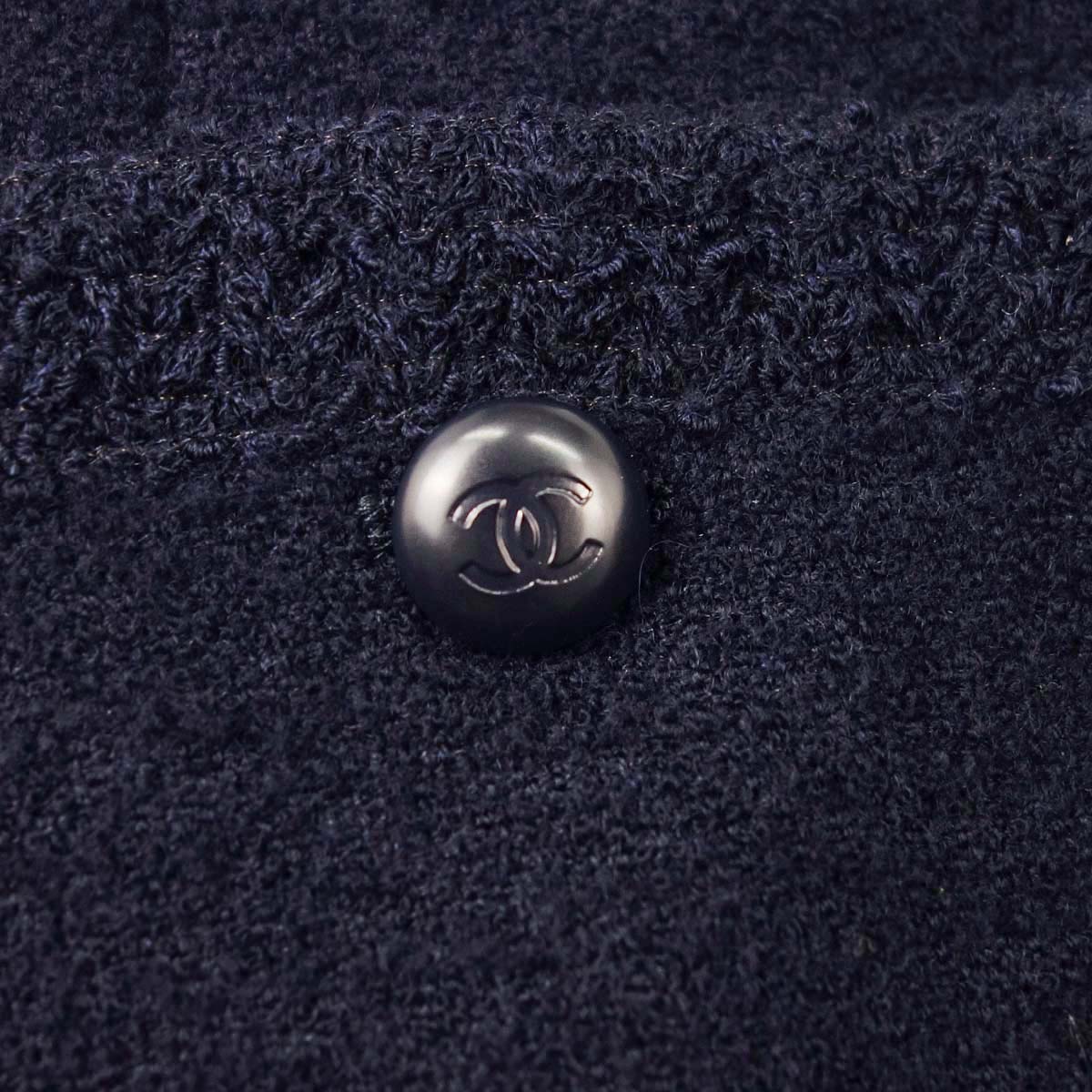 Chanel 1997 Double Breasted Tweed Jacket Navy #38