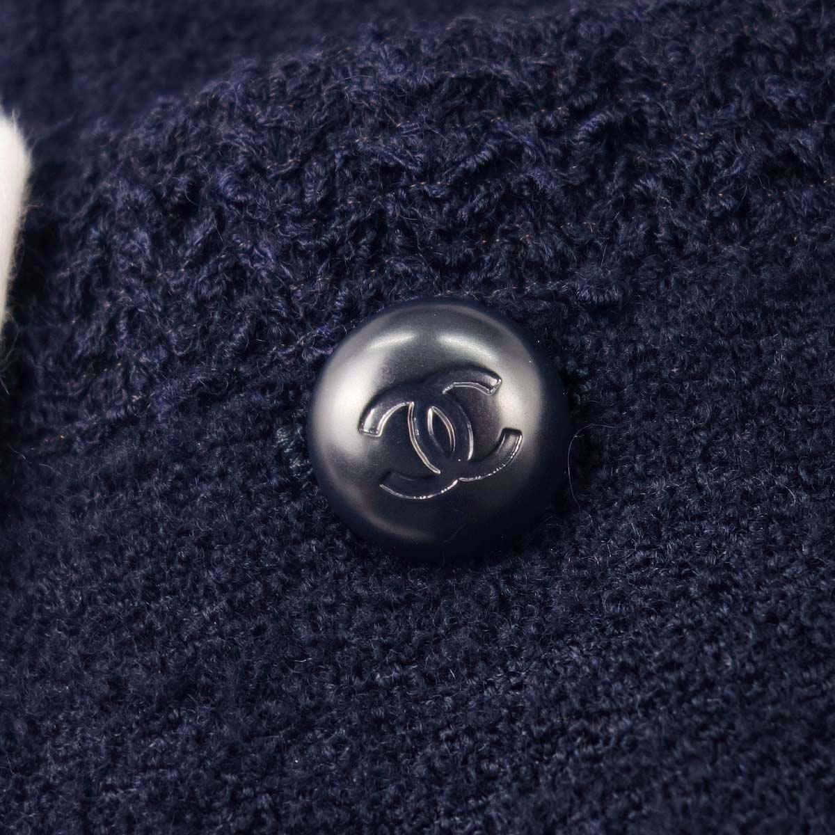 Chanel 1997 Double Breasted Tweed Jacket Navy #38