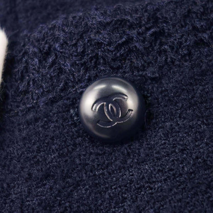 Chanel 1997 Double Breasted Tweed Jacket Navy #38