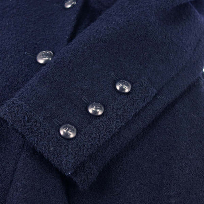 Chanel 1997 Double Breasted Tweed Jacket Navy #38