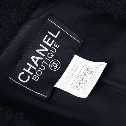 Chanel 1997 Double Breasted Tweed Jacket Navy #38