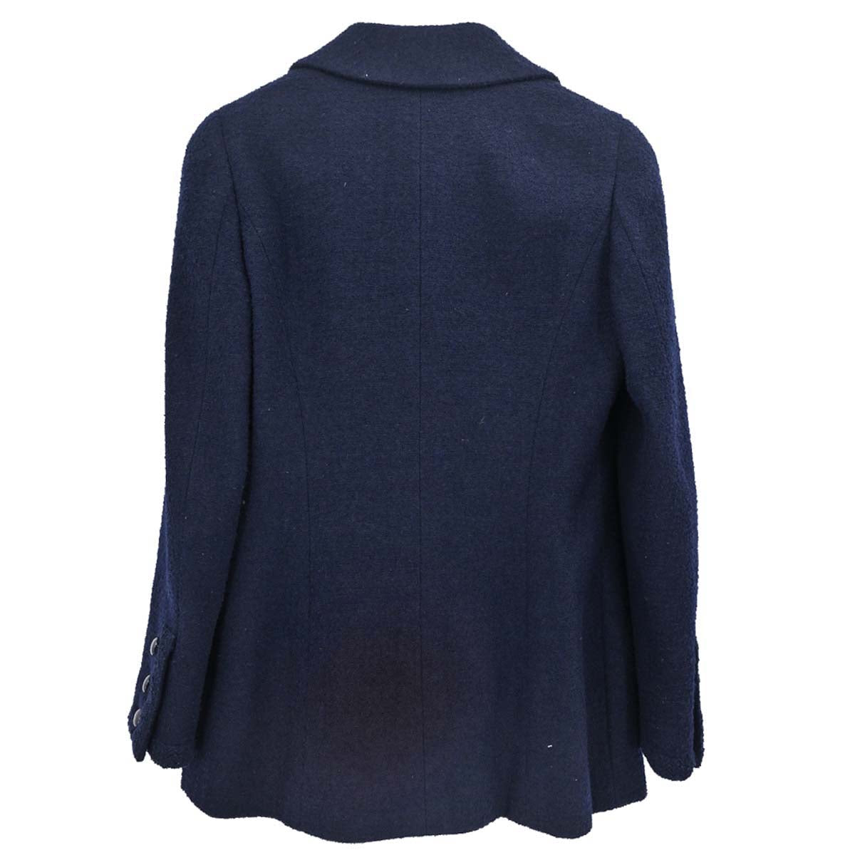 Chanel 1997 Double Breasted Tweed Jacket Navy #38