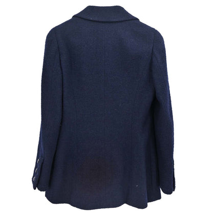 Chanel 1997 Double Breasted Tweed Jacket Navy #38