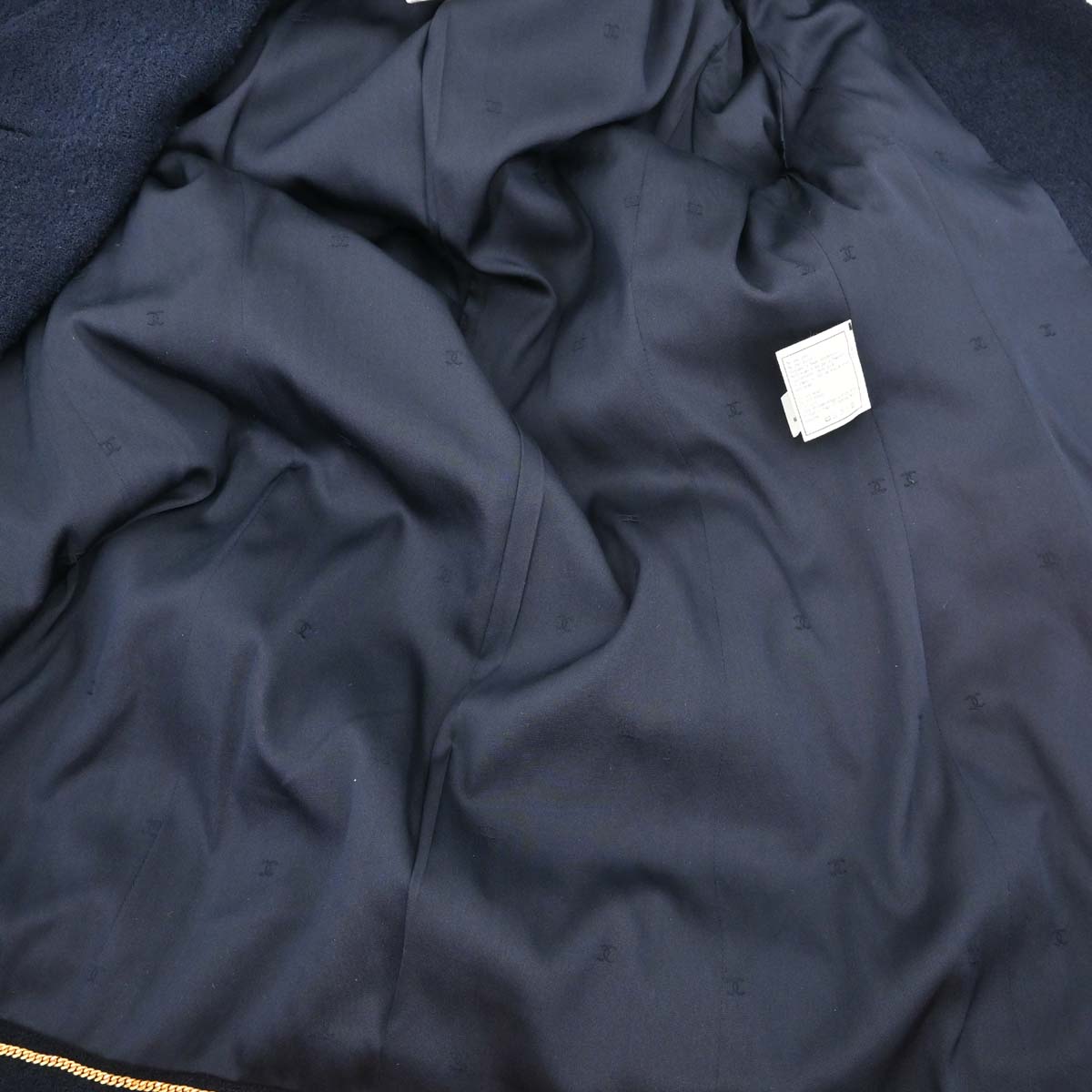 Chanel 1997 Double Breasted Tweed Jacket Navy #38