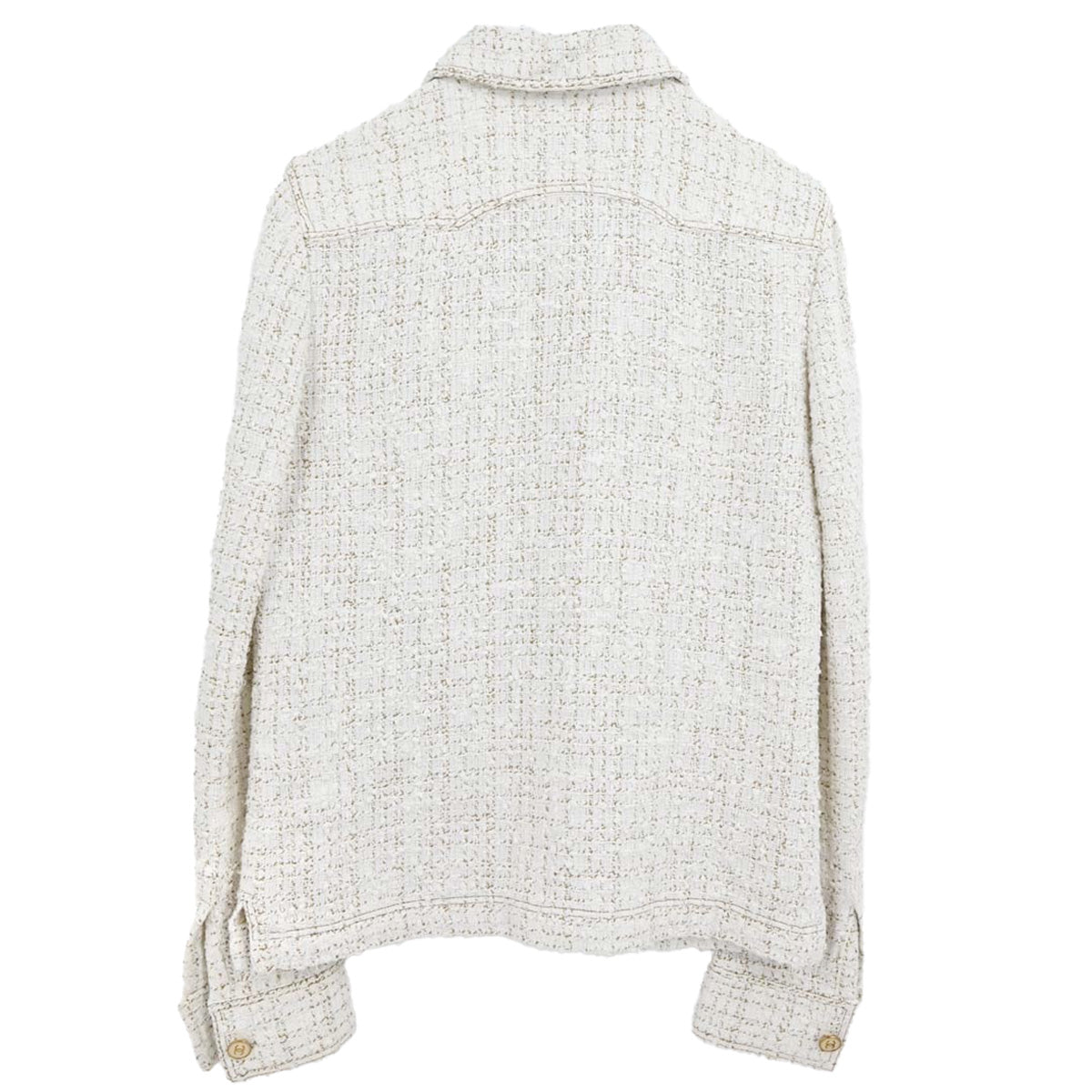 Chanel 2001 Single Breasted Tweed Jacket White #38