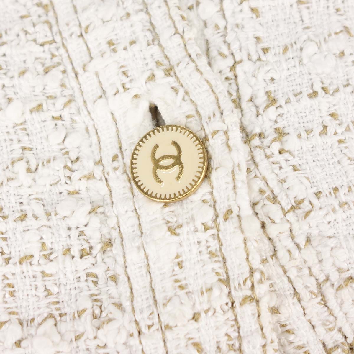 Chanel 2001 Single Breasted Tweed Jacket White #38