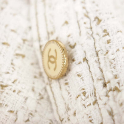 Chanel 2001 Single Breasted Tweed Jacket White #38