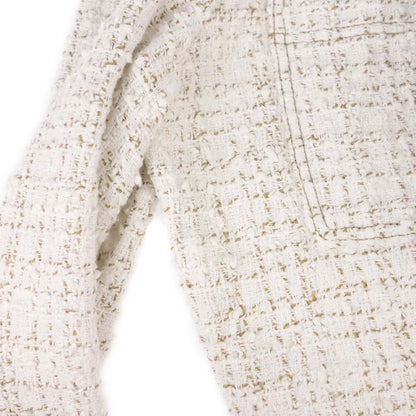Chanel 2001 Single Breasted Tweed Jacket White #38