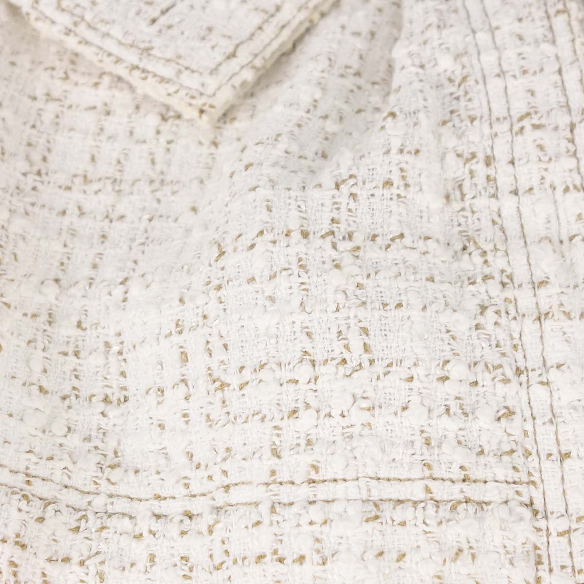Chanel 2001 Single Breasted Tweed Jacket White #38