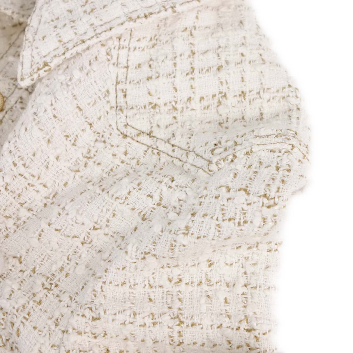 Chanel 2001 Single Breasted Tweed Jacket White #38
