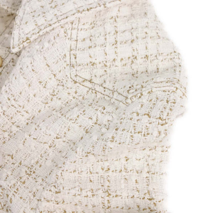 Chanel 2001 Single Breasted Tweed Jacket White #38