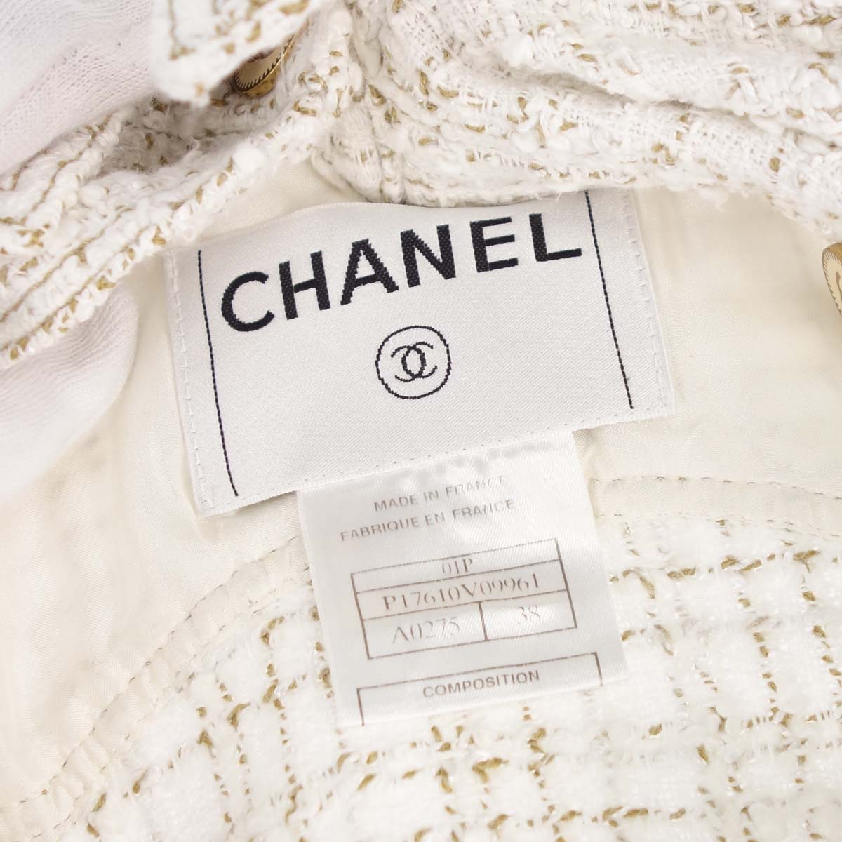Chanel 2001 Single Breasted Tweed Jacket White #38