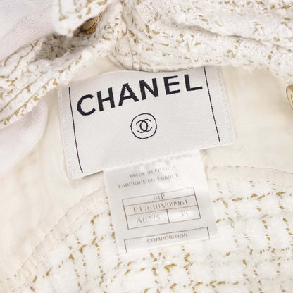 Chanel 2001 Single Breasted Tweed Jacket White #38