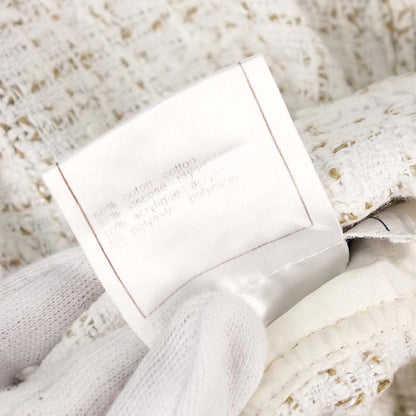 Chanel 2001 Single Breasted Tweed Jacket White #38