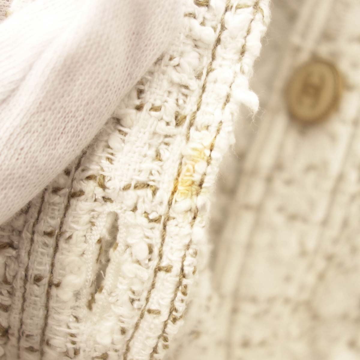 Chanel 2001 Single Breasted Tweed Jacket White #38