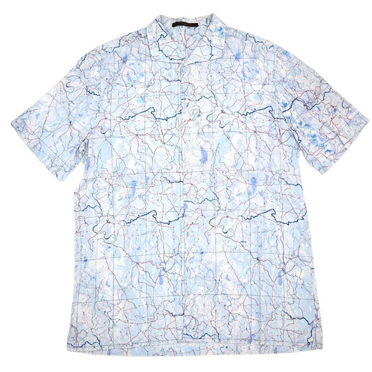 Louis Vuitton Shirt Blouse Top Map Light Blue #L